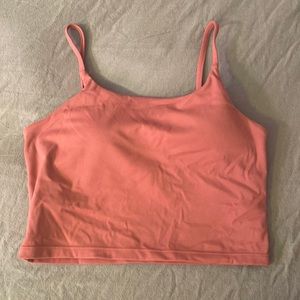 Hot pink workout top with built in shelf bra